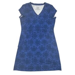 L.L.Bean Misses Athletic Blue V-Neck Stretch Dress with Zipper Pockets M
